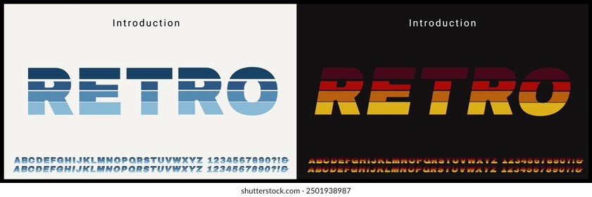 Retro style bold vector font. Alphabet vector font with retro and vintage color. Regular and italic font.