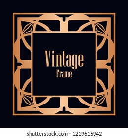 Retro style border frame design, luxury vintage geometric vector illustration, art deco element