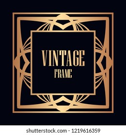 Retro style border frame design, luxury vintage geometric vector illustration, art deco element