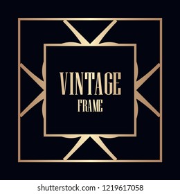 Retro style border frame design, luxury vintage geometric vector illustration, art deco element