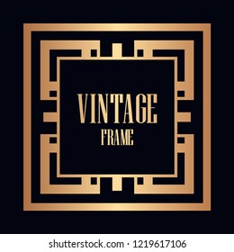 Retro style border frame design, luxury vintage geometric vector illustration, art deco element