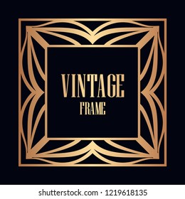 Retro style border frame design, luxury vintage geometric vector illustration, art deco element
