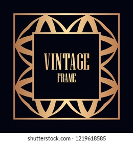 Retro style border frame design, luxury vintage geometric vector illustration, art deco element