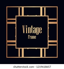 Retro style border frame design, luxury vintage geometric vector illustration, art deco element