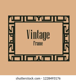 Retro style border frame design, luxury vintage geometric vector illustration, art deco element