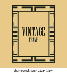 Retro style border frame design, luxury vintage geometric vector illustration, art deco element