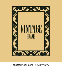 Retro style border frame design, luxury vintage geometric vector illustration, art deco element