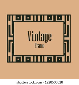 Retro style border frame design, luxury vintage geometric vector illustration, art deco element