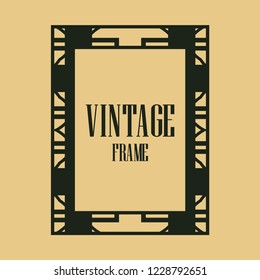Retro style border frame design, luxury vintage geometric vector illustration, art deco element