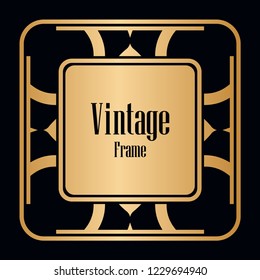 Retro style border frame design, luxury vintage geometric vector illustration, art deco element