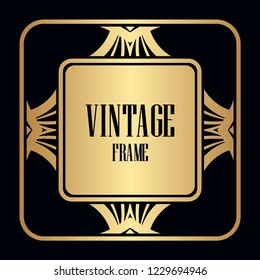 Retro style border frame design, luxury vintage geometric vector illustration, art deco element