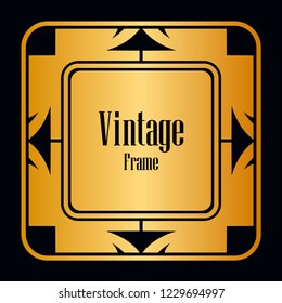 Retro style border frame design, luxury vintage geometric vector illustration, art deco element