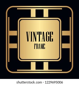 Retro style border frame design, luxury vintage geometric vector illustration, art deco element