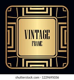 Retro style border frame design, luxury vintage geometric vector illustration, art deco element