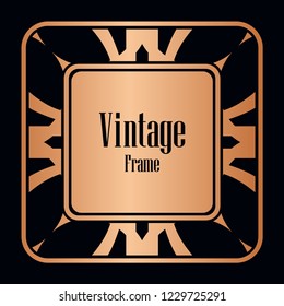 Retro style border frame design, luxury vintage geometric vector illustration, art deco element