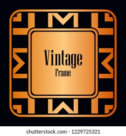 Retro style border frame design, luxury vintage geometric vector illustration, art deco element