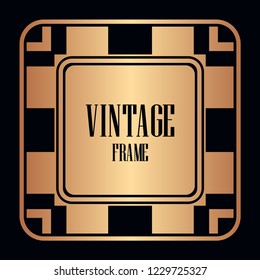 Retro style border frame design, luxury vintage geometric vector illustration, art deco element