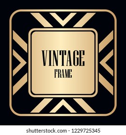 Retro style border frame design, luxury vintage geometric vector illustration, art deco element