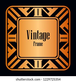 Retro style border frame design, luxury vintage geometric vector illustration, art deco element