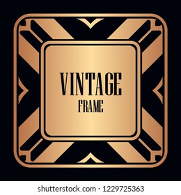 Retro style border frame design, luxury vintage geometric vector illustration, art deco element