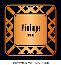 Retro style border frame design, luxury vintage geometric vector illustration, art deco element