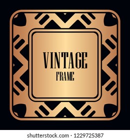 Retro style border frame design, luxury vintage geometric vector illustration, art deco element