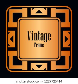 Retro style border frame design, luxury vintage geometric vector illustration, art deco element