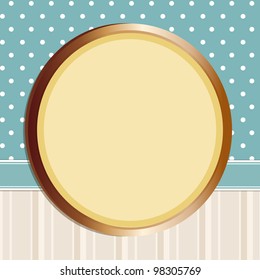 Retro style border on blue polka dot and striped background