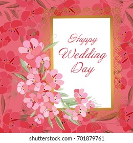 Retro style botanical illustration with flowers. Delicate vector background with floral composition