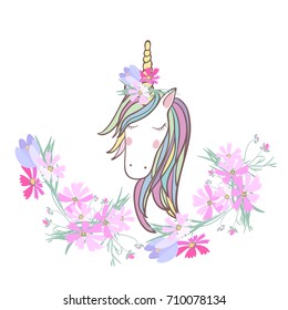 Retro style botanical illustration with flowers and animal. Delicate vector background with floral composition