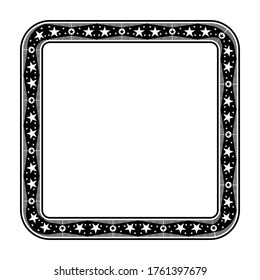 Bordure de boîte de style rétro, cadre avec motif vintage, délimiteur de texte avec fond blanc isolé.
