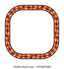 Bordure de boîte de style rétro, cadre avec motif vintage, délimiteur de texte avec fond blanc isolé.