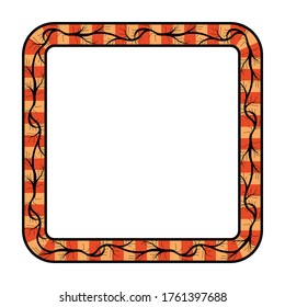Bordure de boîte de style rétro, cadre avec motif vintage, délimiteur de texte avec fond blanc isolé.