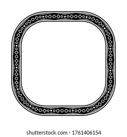 Bordure de boîte de style rétro, cadre avec motif vintage, délimiteur de texte avec fond blanc isolé.