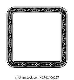 Bordure de boîte de style rétro, cadre avec motif vintage, délimiteur de texte avec fond blanc isolé.