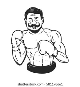 retro style boxer illustration. Vector illustration.