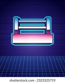 Retro style Boxing ring icon isolated futuristic landscape background. 80s fashion party. Vector