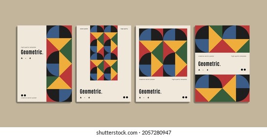 Retro style brochure covers set. Vector minimal templates.