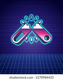 Retro style Broken cigarette icon isolated futuristic landscape background. Tobacco sign. Smoking symbol. 80s fashion party. Vector