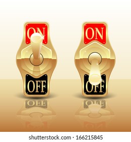 Retro style bronze switch on/off icons