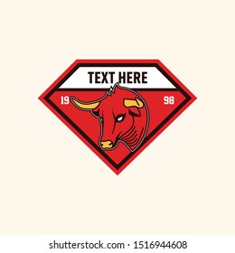 Retro style bull with golden horn patch emblem template