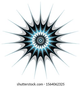 retro style burst star in silver blue shades on white