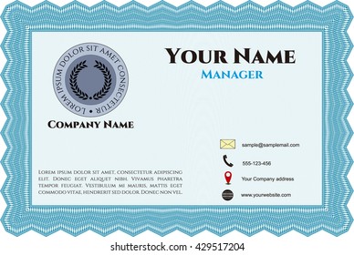 Retro Style Business card. Border, frame. Lovely design. With quality background. 