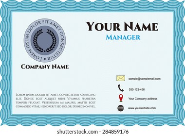 Retro Style Business card. Easy to print. Artistry design. Vector illustration.