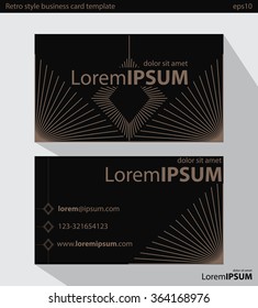 Retro style business card Vector template