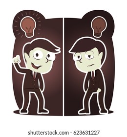 retro style businessman with different idea
