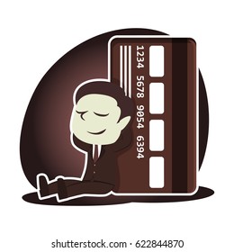 retro style businessman relaxing beside credit card