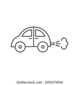 Retro Style Car With Exhaust Pipe Fumes  Outline Vector Icon