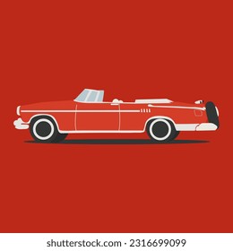 Retro-Auto auf Rot mit Hintergrund