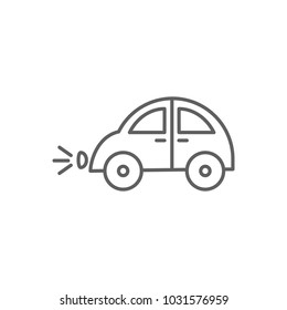 Retro Style Car With Turned on Headlights Outline Vector Icon